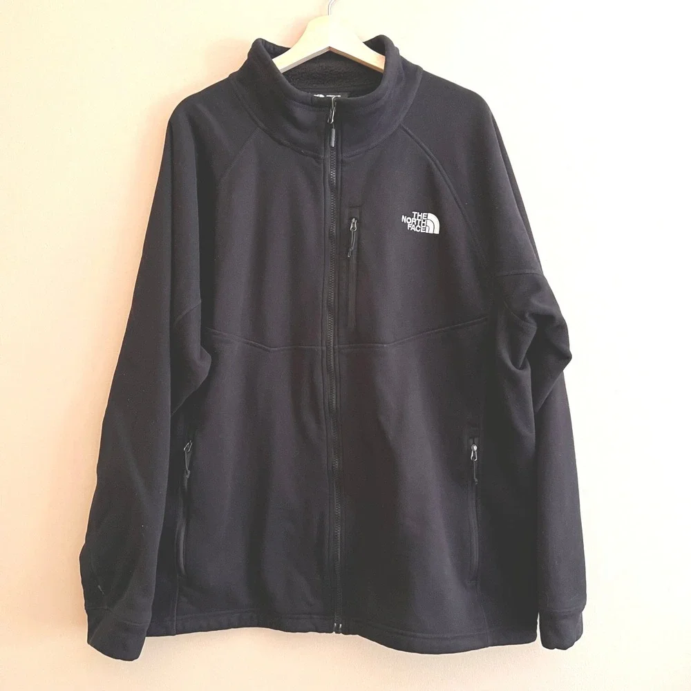 The North Face Mens XXL Black Full Zip Softshell Fleece Lined Jacket‎ Raglan